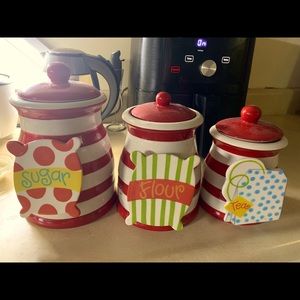 3 piece Coton Colors Canister set with the attachments.